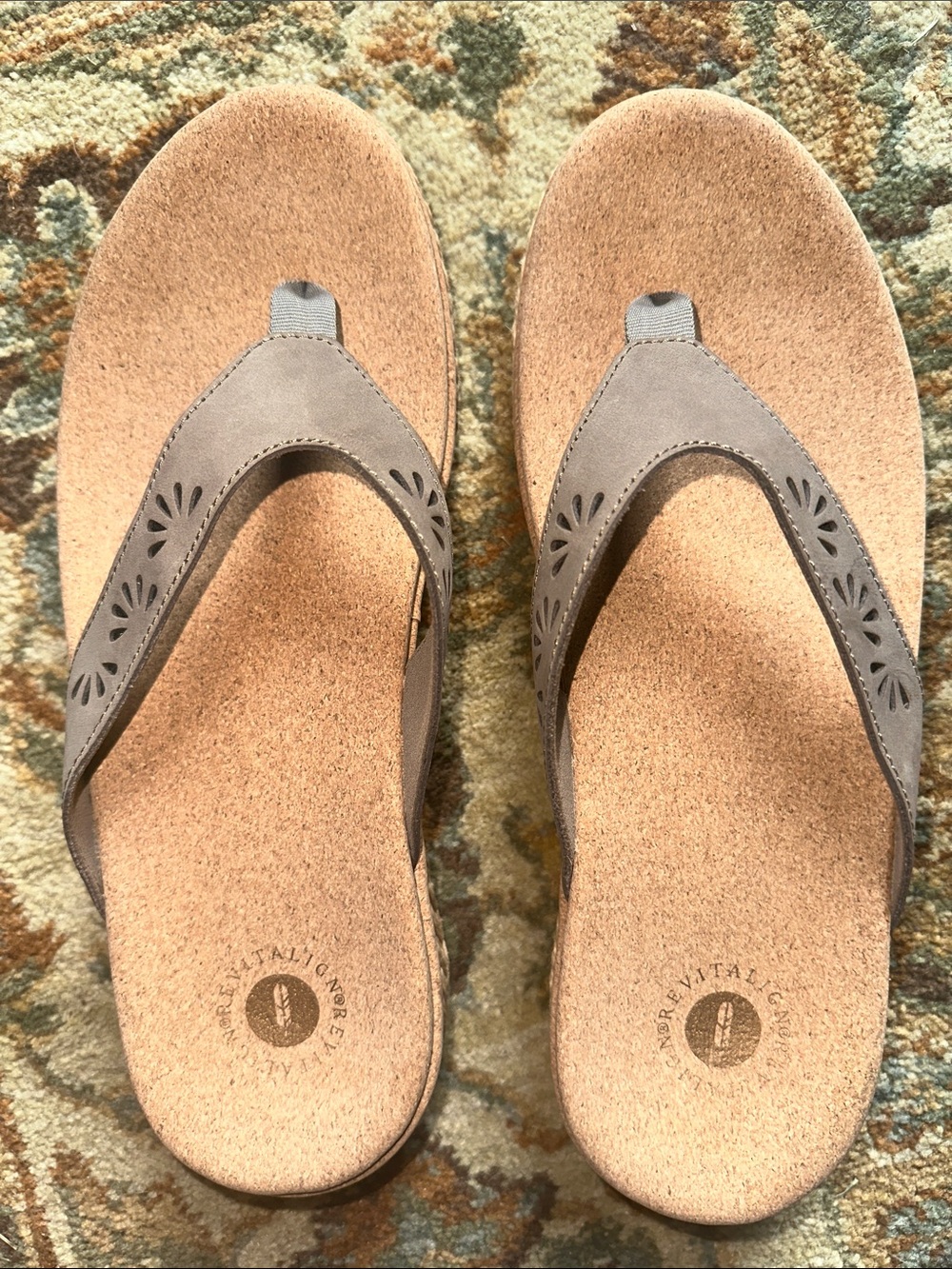 Revitalign Kate Orthotic Leather Wedge Thong Sandals, 9.5